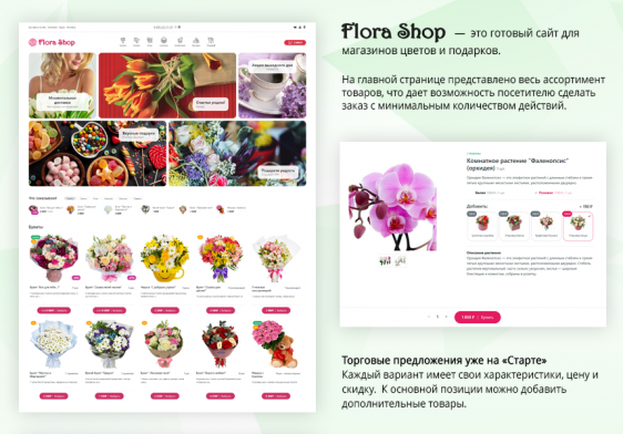 Магазин цветов и подарков, начиная со Старта. Flora Shop Фото 1